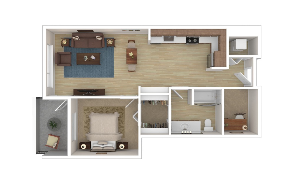 ONE ONE DEN - 1 bedroom floorplan layout with 1 bath and 752 square feet.