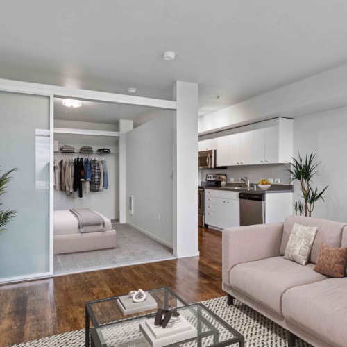 Spacious living room with contemporary design elements