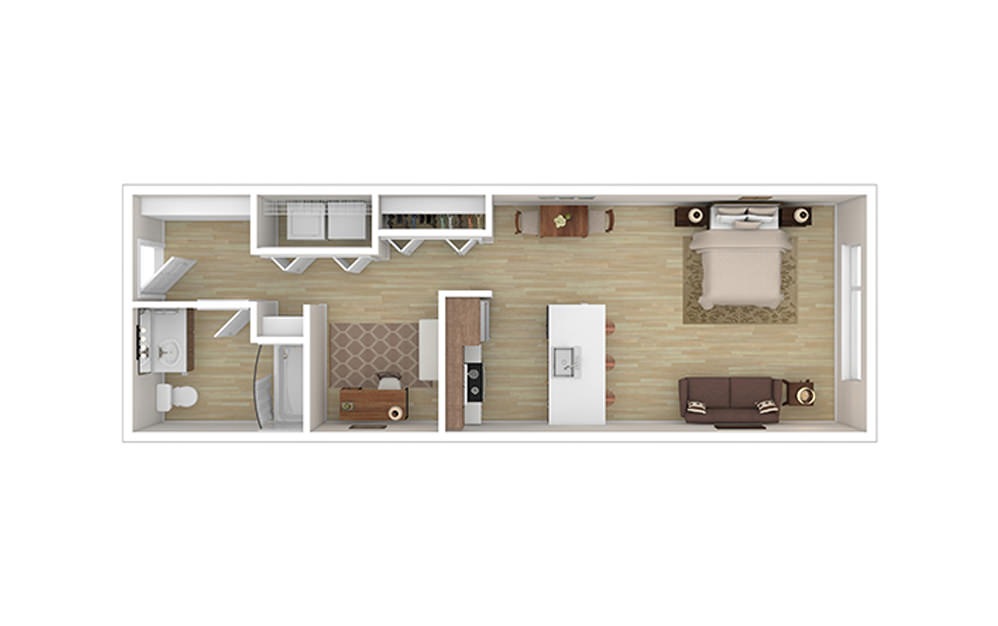 STUDIO A – Income Limited - Studio floorplan layout with 1 bathroom and 617 square feet